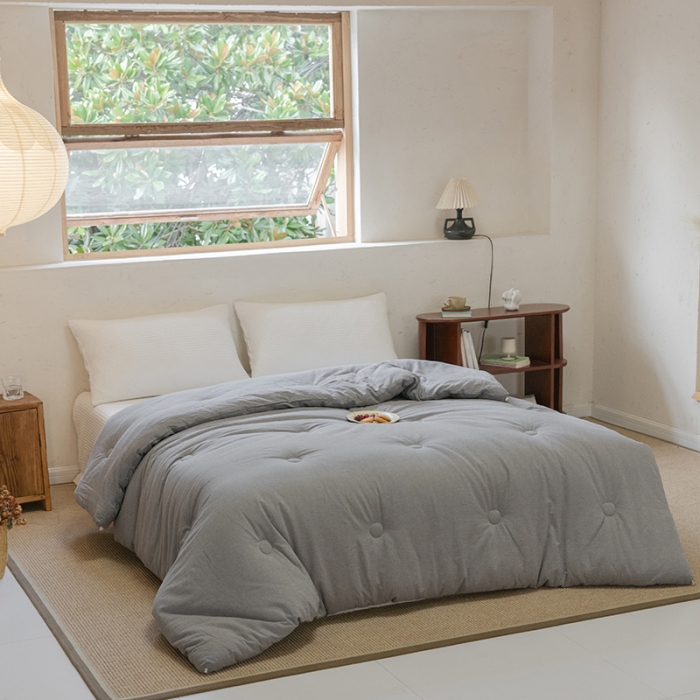 91家纺网 家纺一手货源 找家纺 棉邦2022新款全棉水洗棉大豆被 烟灰