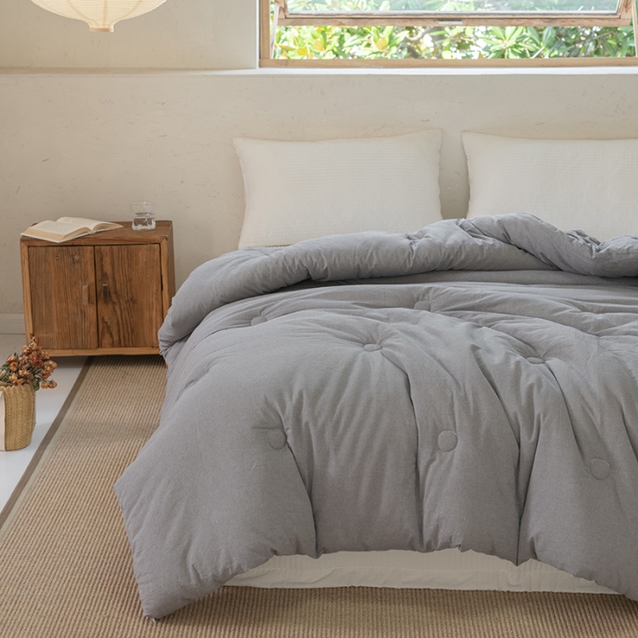 91家纺网 家纺一手货源 找家纺 棉邦2022新款全棉水洗棉大豆被 烟灰