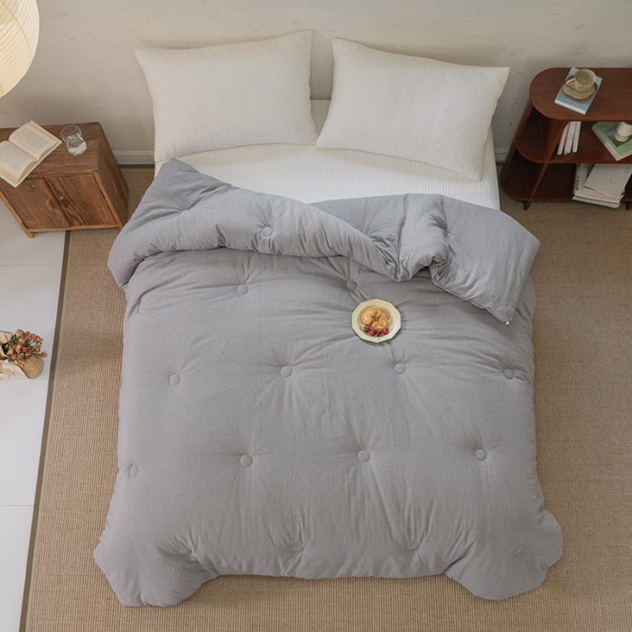 91家纺网 家纺一手货源 找家纺 棉邦2022新款全棉水洗棉大豆被 烟灰