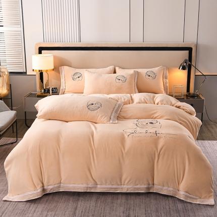 91家纺网 家纺一手货源 找家纺 总 金麦2022新款230克全消光A类牛奶绒四件套-伊丽莎白