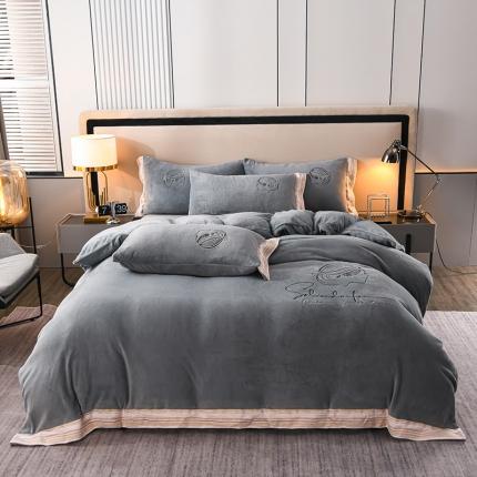 91家纺网 家纺一手货源 找家纺 总 金麦2022新款230克全消光A类牛奶绒四件套-伊丽莎白