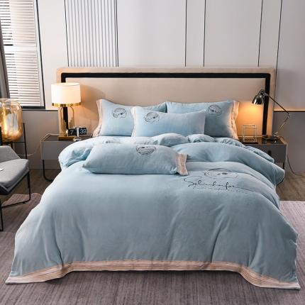 91家纺网 家纺一手货源 找家纺 总 金麦2022新款230克全消光A类牛奶绒四件套-伊丽莎白