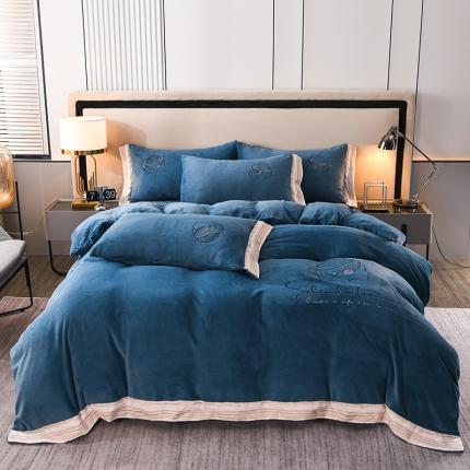 91家纺网 家纺一手货源 找家纺 总 金麦2022新款230克全消光A类牛奶绒四件套-伊丽莎白