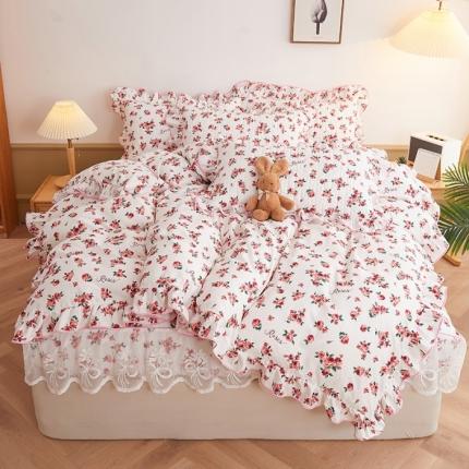 91家纺网 家纺一手货源 找家纺 （总）宜凡 2023新款四季款夹棉小清新床笠四件套