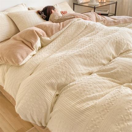 91家纺网 家纺一手货源 找家纺 （总）床绮 2025新款提花牛奶绒刺绣四件套--贝拉系列