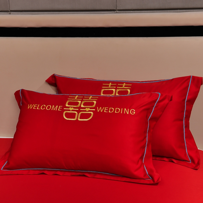 91家纺网 家纺一手货源 找家纺 卓缦2024新款加厚磨毛婚庆婚庆被大红喜被四件套 满心欢喜