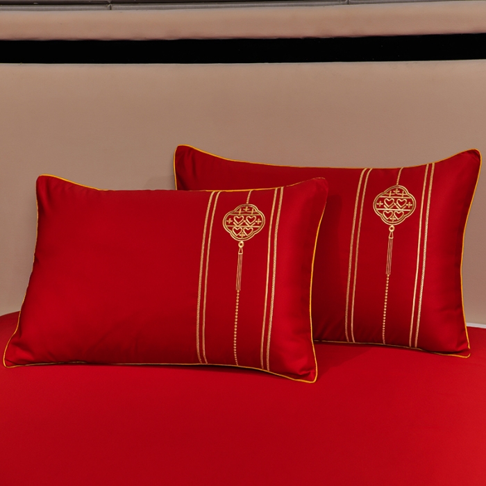 91家纺网 家纺一手货源 找家纺 卓缦2023新款加厚磨毛婚庆四件套婚庆被大红喜被 永结同心