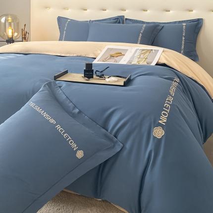 91家纺网 家纺一手货源 找家纺 总床绮 22新款40支长绒棉刺绣四件套-山茶花系列（风格二）