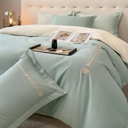 91家纺网 家纺一手货源 找家纺 总床绮 22新款40支长绒棉刺绣四件套-山茶花系列（风格二）