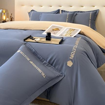 91家纺网 家纺一手货源 找家纺 总床绮 22新款40支长绒棉刺绣四件套-山茶花系列（风格二）