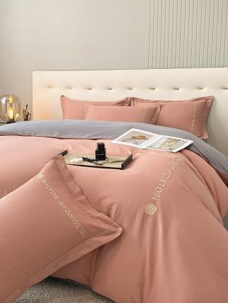 91家纺网 家纺一手货源 找家纺 总床绮 22新款40支长绒棉刺绣四件套-山茶花系列（风格二）