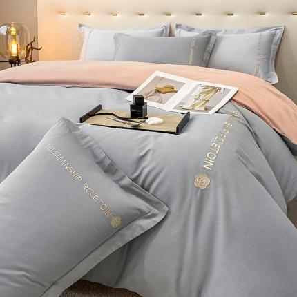 91家纺网 家纺一手货源 找家纺 总床绮 22新款40支长绒棉刺绣四件套-山茶花系列（风格二）