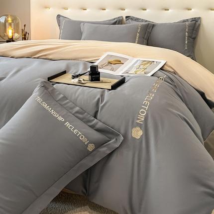 91家纺网 家纺一手货源 找家纺 总床绮 22新款40支长绒棉刺绣四件套-山茶花系列（风格二）