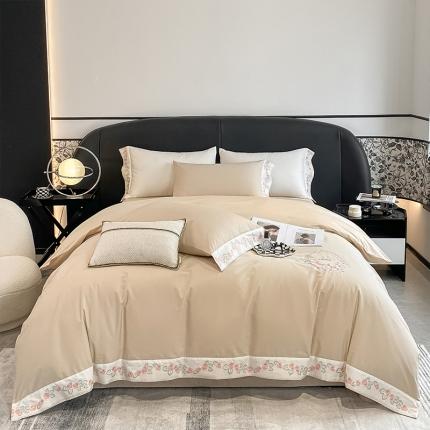 理想家 2022新款全棉磨毛绣花四件套-秘密花园 金
