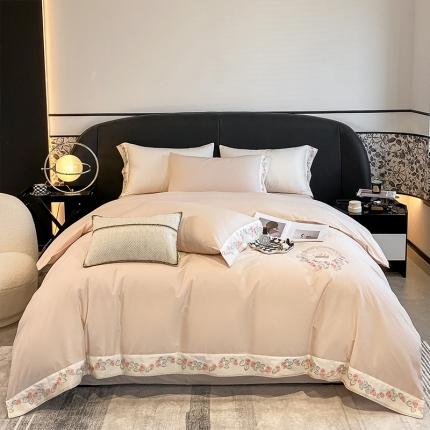 理想家 2022新款全棉磨毛绣花四件套-秘密花园 粉