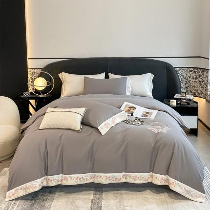 理想家 2022新款全棉磨毛绣花四件套-秘密花园 灰