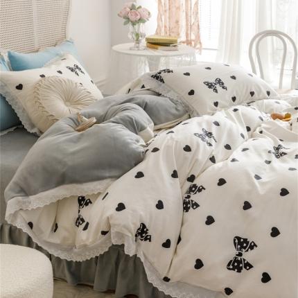 91家纺网 家纺一手货源 找家纺 菊上 2022新款法式花边款-棉加绒四件套 简爱