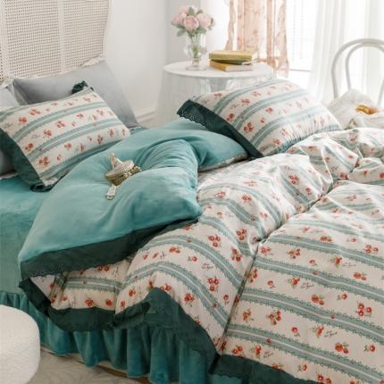 91家纺网 家纺一手货源 找家纺 （总）菊上 2022新款法式花边款-棉加绒四件套