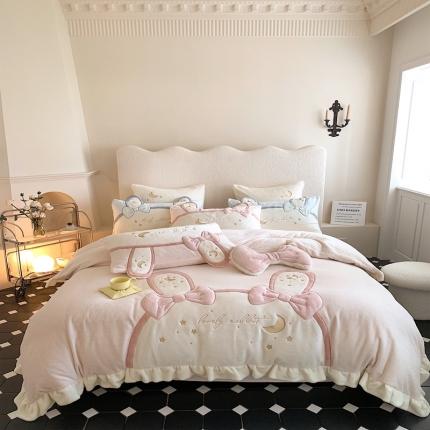 （总）馨蕊 2022新款轻奢煦暖绒四件套彩虹兔