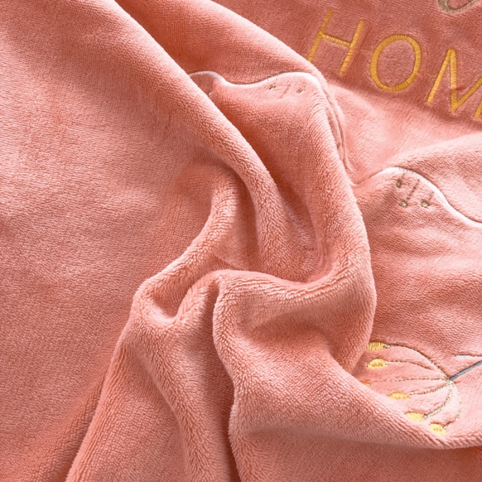 91家纺网 家纺一手货源 找家纺 靓生活 2022新款纯色牛奶绒绣花小清新床裙四件套-初遇 桔色