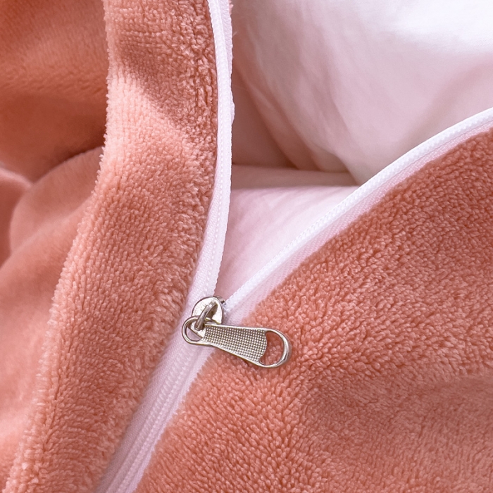 91家纺网 家纺一手货源 找家纺 靓生活 2022新款纯色牛奶绒绣花小清新床裙四件套-初遇 桔色