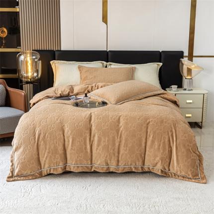 91家纺网 家纺一手货源 找家纺 亚龙工厂店2022新款绒套件系列 奢想-驼色