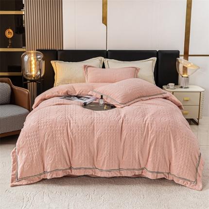 亚龙工厂店2022新款绒套件系列 千鸟格-粉色