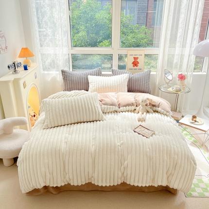 91家纺网 家纺一手货源 找家纺 （总）宜代光年 2023新款立体菱格兔兔绒牛奶绒四件套