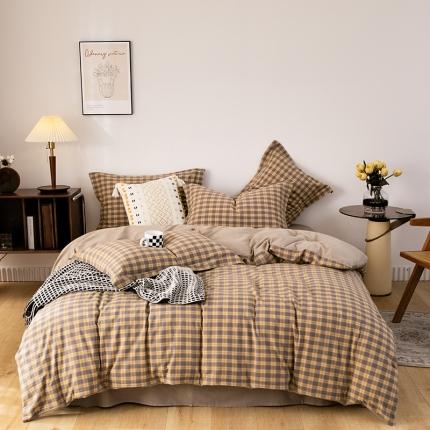 91家纺网 家纺一手货源 找家纺 （总）尚品本色 2023新款带边水洗棉四件套