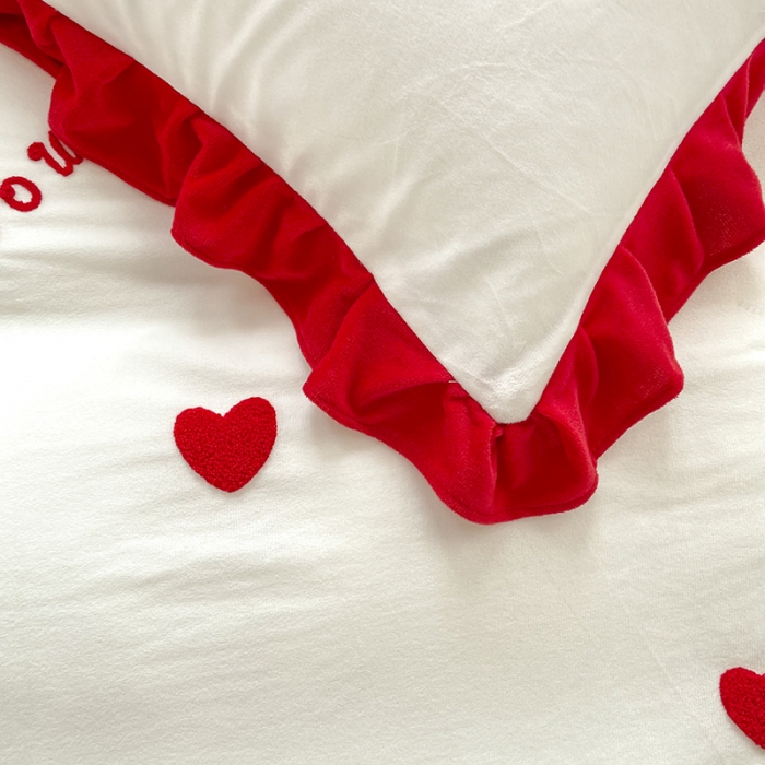 91家纺网 家纺一手货源 找家纺 （总）金米诺 2022直播供货韩版花边纯色牛奶绒水晶四件套