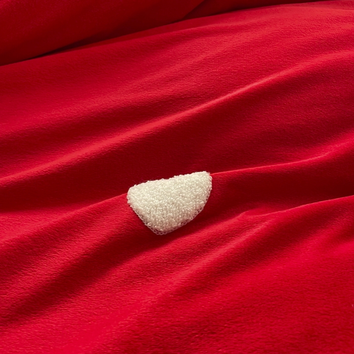 91家纺网 家纺一手货源 找家纺 金米诺 2022直播供货韩版花边纯色牛奶绒水晶四件套 大红