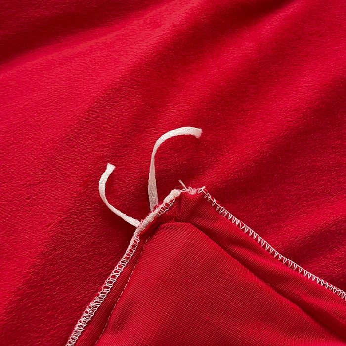 91家纺网 家纺一手货源 找家纺 金米诺 2022直播供货韩版花边纯色牛奶绒水晶四件套 大红