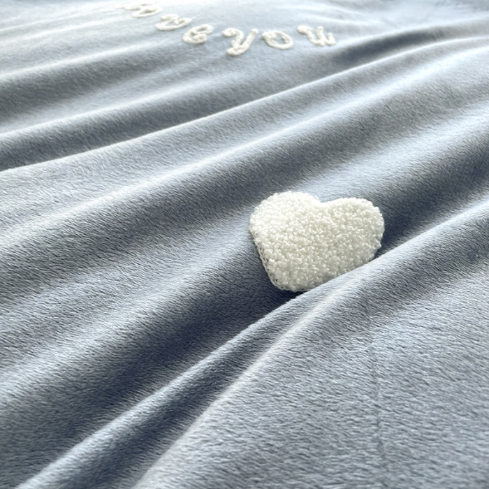 91家纺网 家纺一手货源 找家纺 金米诺 2022直播供货韩版花边纯色牛奶绒水晶四件套 星空灰