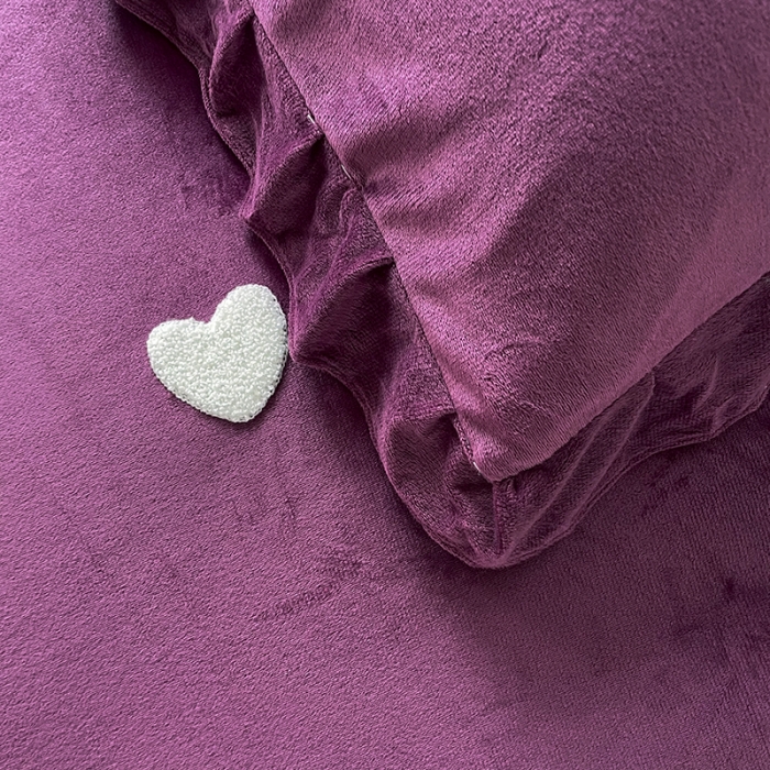 91家纺网 家纺一手货源 找家纺 金米诺 2022直播供货韩版花边纯色牛奶绒水晶四件套 紫色