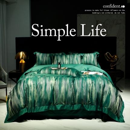 91家纺网 家纺一手货源 找家纺 总宅家居 奢华系列140支臻丝色织提花高定阿克苏长绒棉四件套