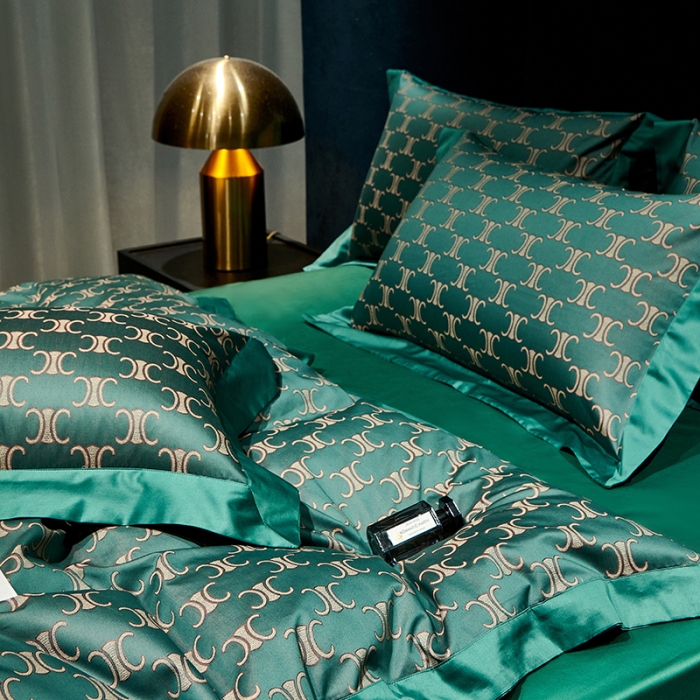 91家纺网 家纺一手货源 找家纺 总宅家居 奢华系列140支臻丝色织提花高定阿克苏长绒棉四件套