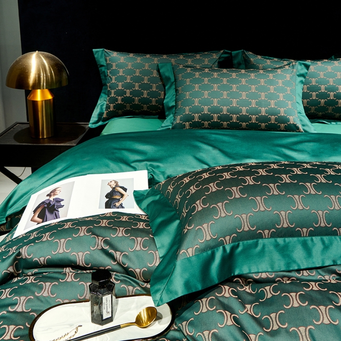 91家纺网 家纺一手货源 找家纺 总宅家居 奢华系列140支臻丝色织提花高定阿克苏长绒棉四件套