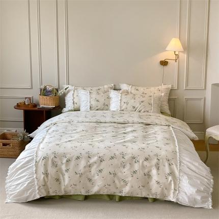 91家纺网 家纺一手货源 找家纺 （总）婳庭 2023新款法式复古拼接纯棉四件套