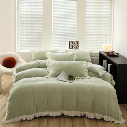 91家纺网 家纺一手货源 找家纺 （总）婳庭 2023小雏菊花边刺绣牛奶绒四件套