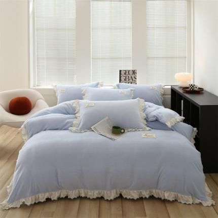 91家纺网 家纺一手货源 找家纺 （总）婳庭 2023小雏菊花边刺绣牛奶绒四件套