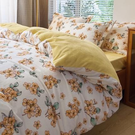 91家纺网 家纺一手货源 找家纺 （总）宅部落 2022新款高克重田园风印花牛奶绒四件套