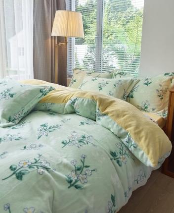 91家纺网 家纺一手货源 找家纺 （总）宅部落 2022新款高克重田园风印花牛奶绒四件套