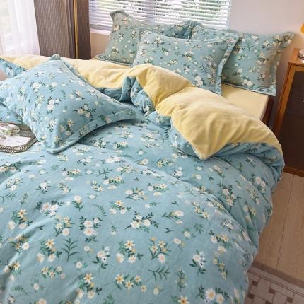 91家纺网 家纺一手货源 找家纺 （总）宅部落 2022新款高克重田园风印花牛奶绒四件套