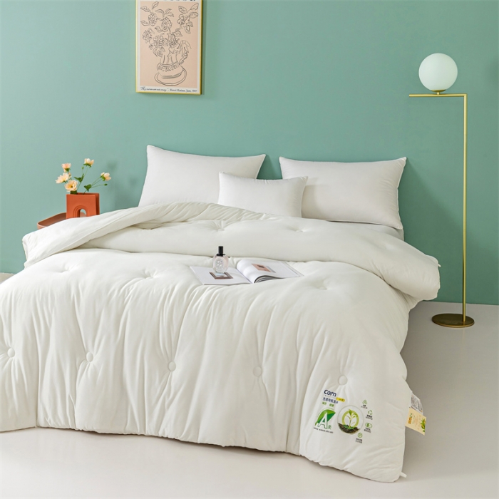 91家纺网 家纺一手货源 找家纺 亚龙 2023新款软糯大豆玉米被春秋被冬被 白色