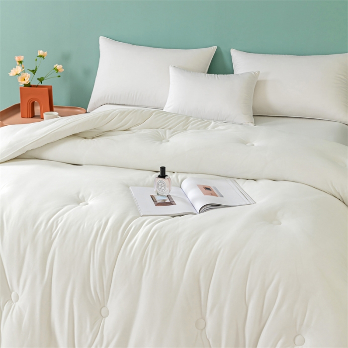 91家纺网 家纺一手货源 找家纺 亚龙 2023新款软糯大豆玉米被春秋被冬被 白色