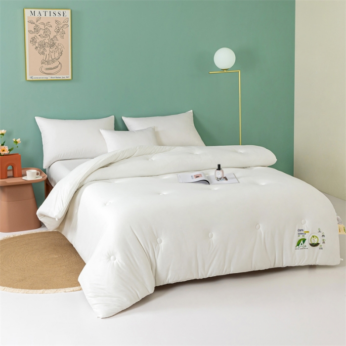 91家纺网 家纺一手货源 找家纺 亚龙 2023新款软糯大豆玉米被春秋被冬被 白色