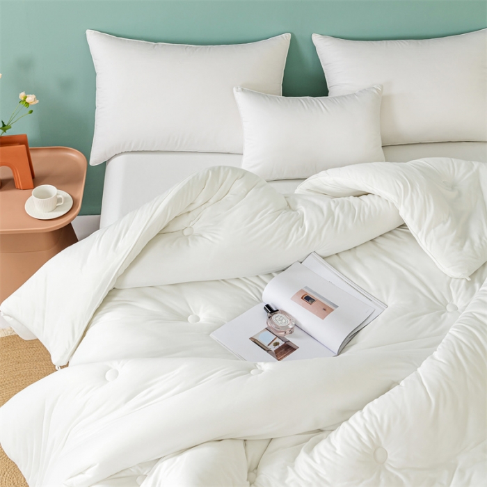 91家纺网 家纺一手货源 找家纺 亚龙 2023新款软糯大豆玉米被春秋被冬被 白色