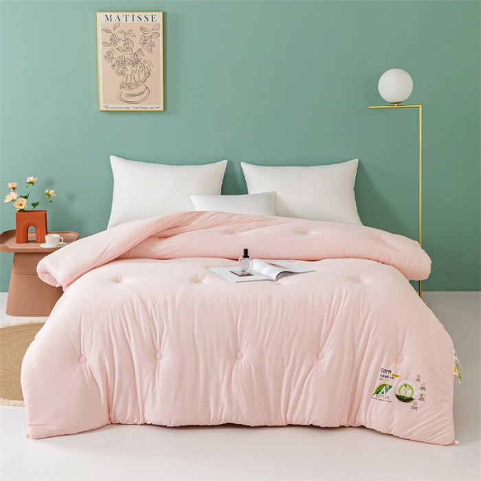 91家纺网 家纺一手货源 找家纺 亚龙 2023新款软糯大豆玉米被春秋被冬被 粉色