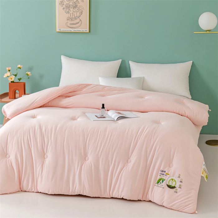 91家纺网 家纺一手货源 找家纺 亚龙 2023新款软糯大豆玉米被春秋被冬被 粉色