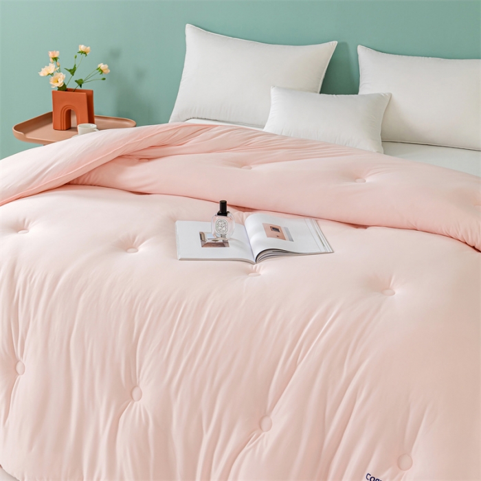 91家纺网 家纺一手货源 找家纺 亚龙 2023新款软糯大豆玉米被春秋被冬被 粉色